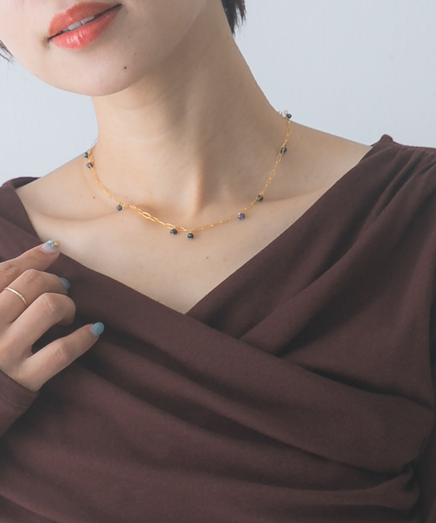 URBAN RESEARCH ROSSO「LAPUIS　SV PETIT STONE NECKLACE」|ネックレス|ブルー系その他