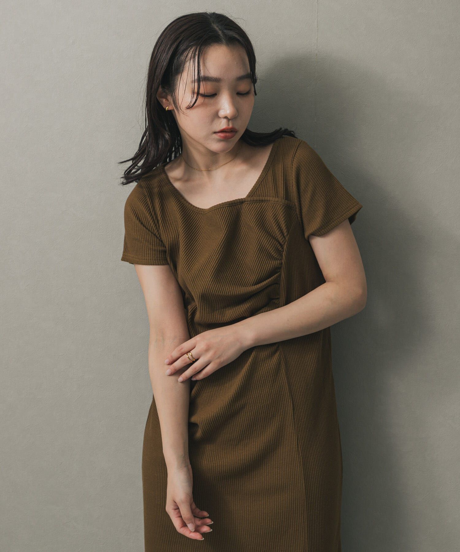 SENSE OF PLACE by URBAN RESEARCH「アシメネックリブワンピース」|ワンピース|