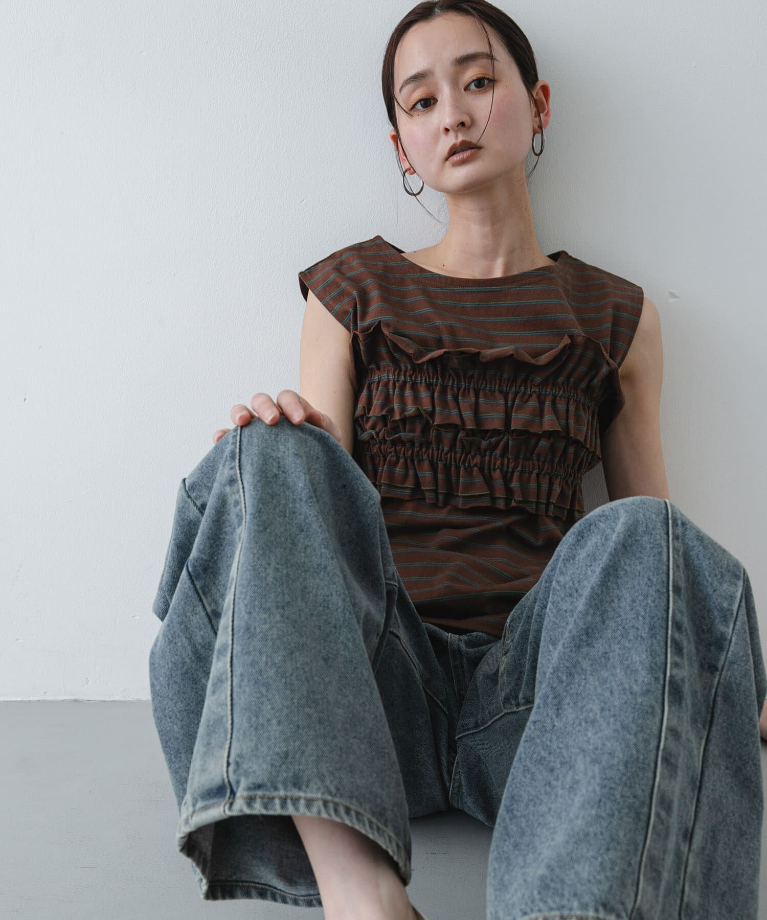 SENSE OF PLACE by URBAN RESEARCH「ボーダーカットビスチェセット」|Tシャツ・カットソー|ブラウン系その他