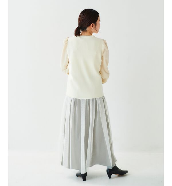 le.coeur blanc「《WEB限定アイテム》チュールワンピース＆タフタスリーブニットSET」|ワンピース|
