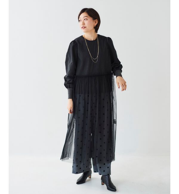 le.coeur blanc「《WEB限定アイテム》チュールワンピース＆タフタスリーブニットSET」|ワンピース|