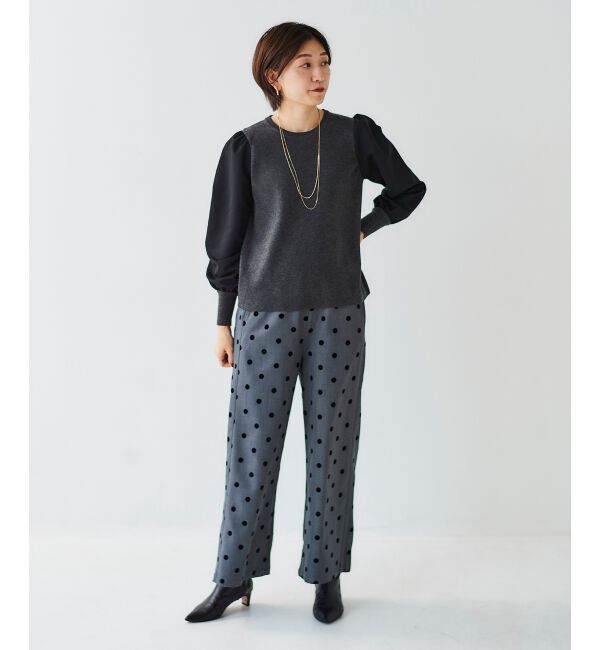 le.coeur blanc「《WEB限定アイテム》チュールワンピース＆タフタスリーブニットSET」|ワンピース|