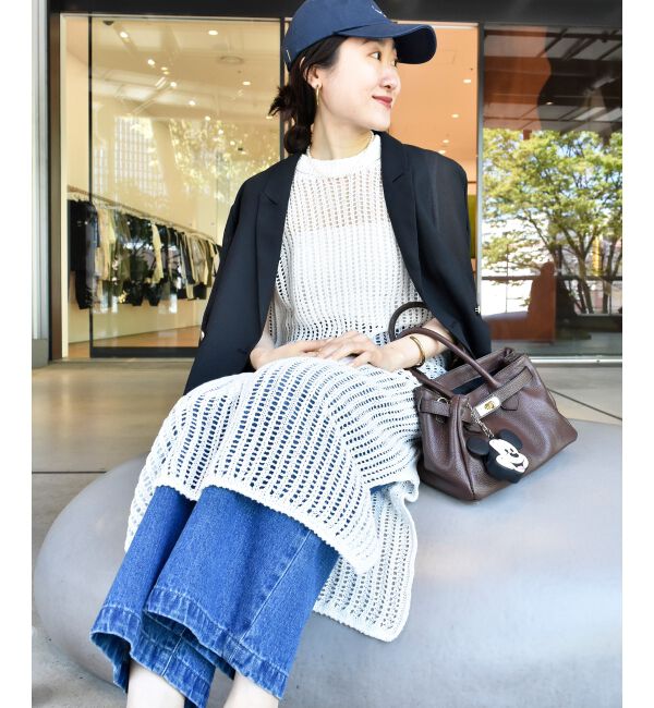  「ハシゴ調透かし柄ホールガーメントワンピース」|ワンピース|