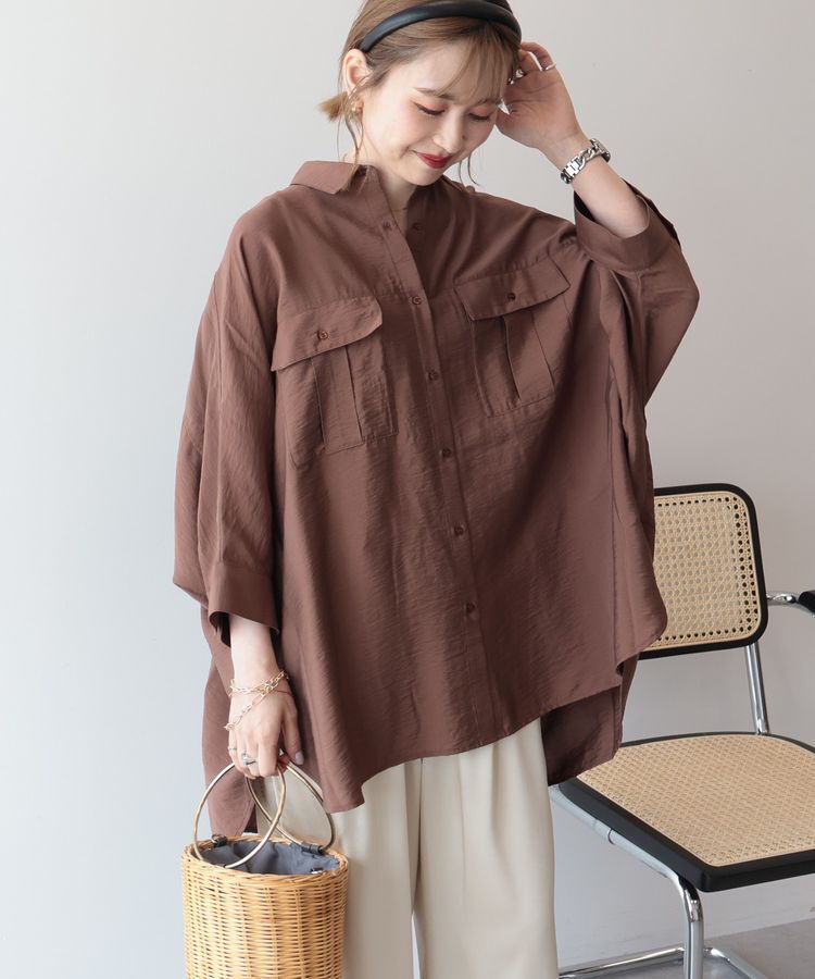 AMERICAN HOLIC「【WEB限定】接触冷感Wポケットシャツチュニック」|シャツ・ブラウス|