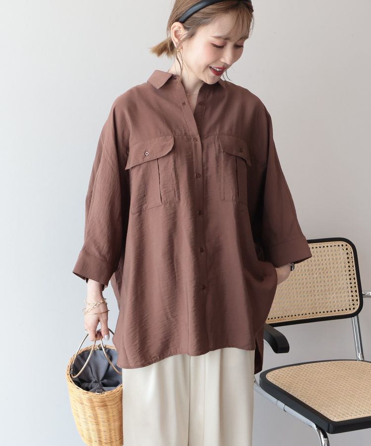AMERICAN HOLIC「【WEB限定】接触冷感Wポケットシャツチュニック」|シャツ・ブラウス|