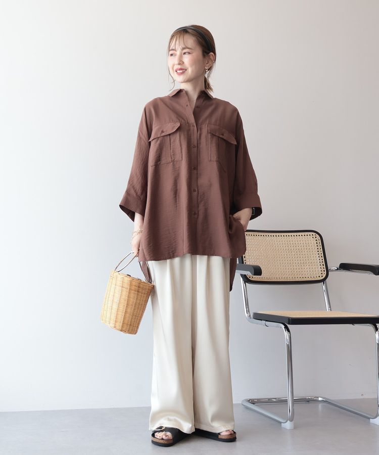 AMERICAN HOLIC「【WEB限定】接触冷感Wポケットシャツチュニック」|シャツ・ブラウス|