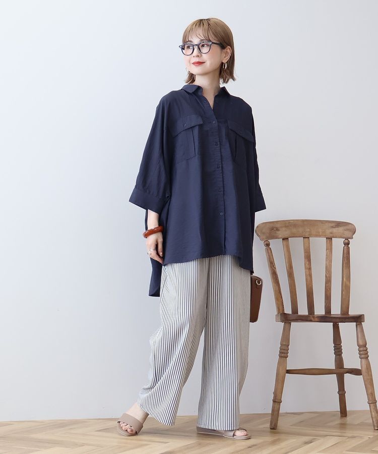 AMERICAN HOLIC「【WEB限定】接触冷感Wポケットシャツチュニック」|シャツ・ブラウス|
