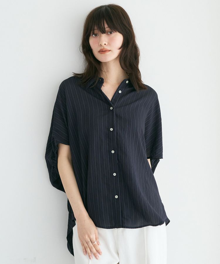 YECCA VECCA「【セットアップ可能】ストライプ柄シャツ」|シャツ・ブラウス|Navy