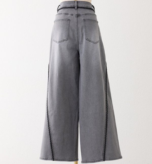  「【SMサイズ展開あり】レース付きワイドデニムパンツ」|その他|