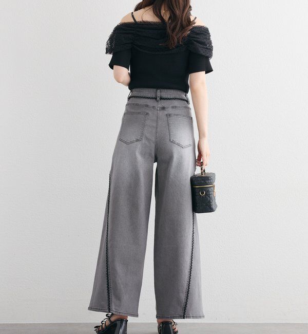  「【SMサイズ展開あり】レース付きワイドデニムパンツ」|その他|