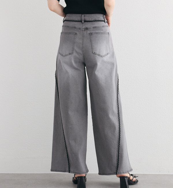  「【SMサイズ展開あり】レース付きワイドデニムパンツ」|その他|