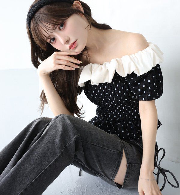  「【 XS/S/Mサイズ展開】サイドスリットリボン美脚デニムパンツ」|その他|