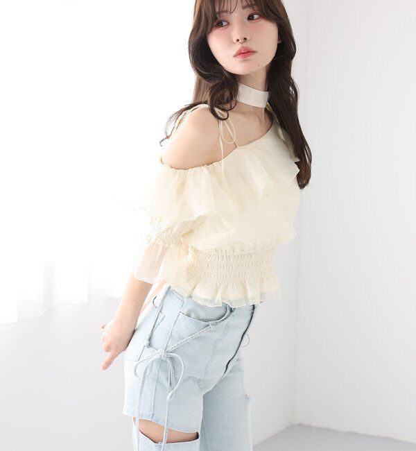  「【 XS/S/Mサイズ展開】サイドスリットリボン美脚デニムパンツ」|その他|