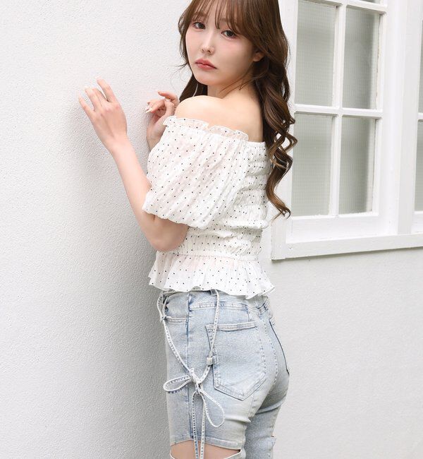 「【 XS/S/Mサイズ展開】サイドスリットリボン美脚デニムパンツ」|その他|