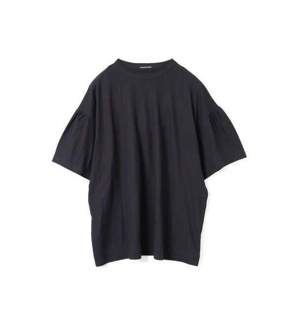 mizuiro ind「mizuiro ind ギャザースリーブワイドTシャツ」|Tシャツ・カットソー|ネイビー