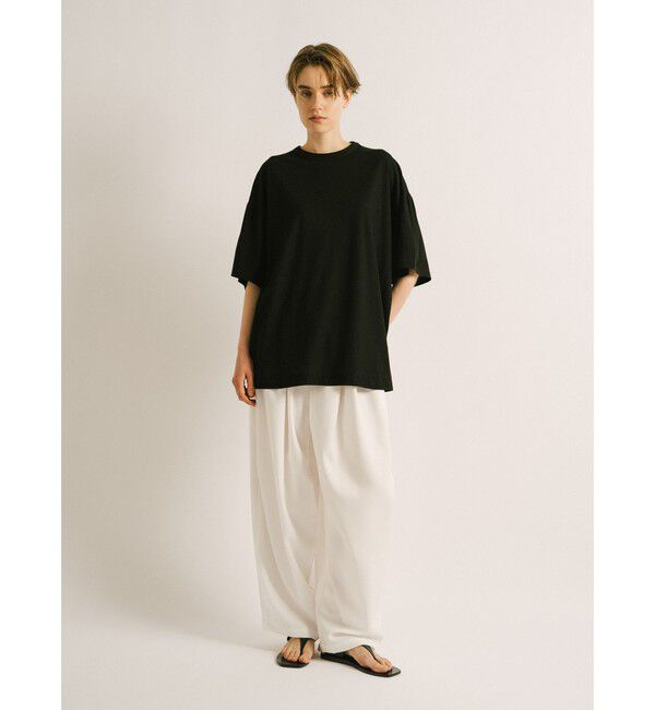 mizuiro ind「mizuiro ind ギャザースリーブワイドTシャツ」|Tシャツ・カットソー|