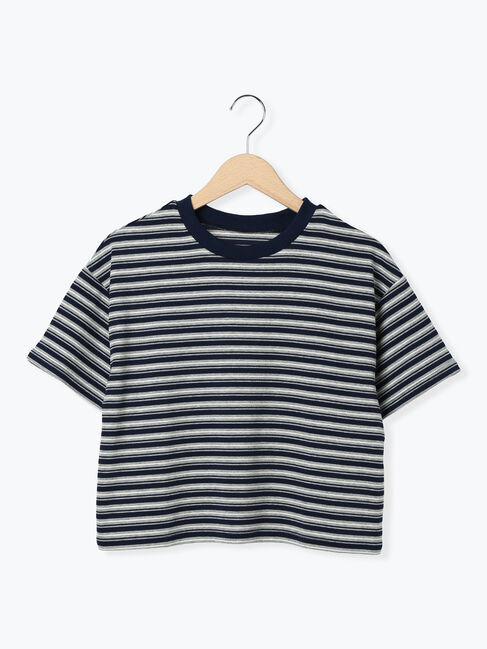 Samansa Mos2「マルチボーダークロップドTシャツ」|Tシャツ・カットソー|