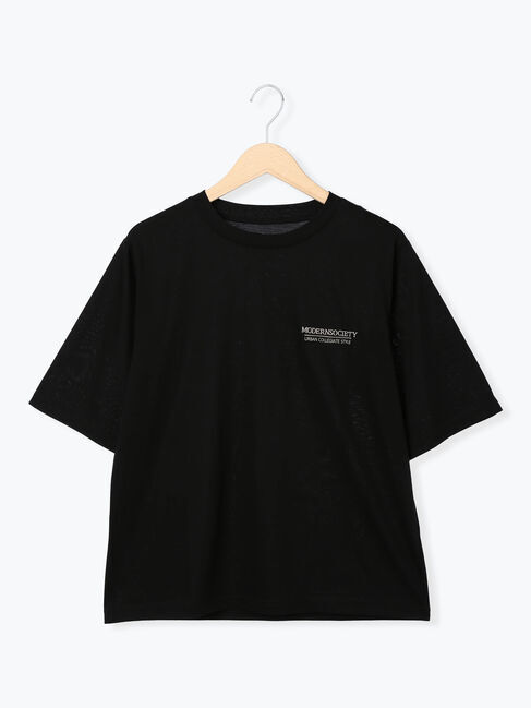 Samansa Mos2「刺繍&プリントロゴTシャツ」|Tシャツ・カットソー|ブラック