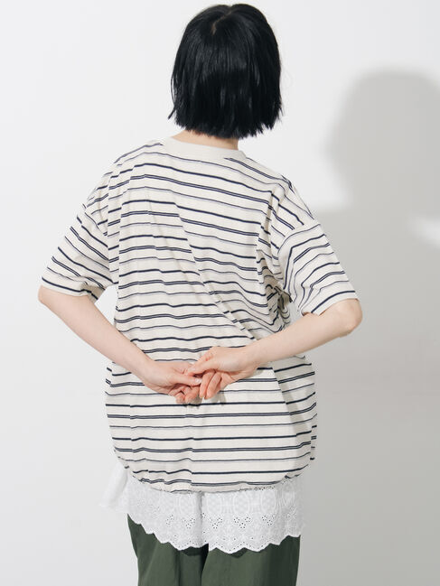 Samansa Mos2「ボーダーヘンリーネックカットソー」|Tシャツ・カットソー|