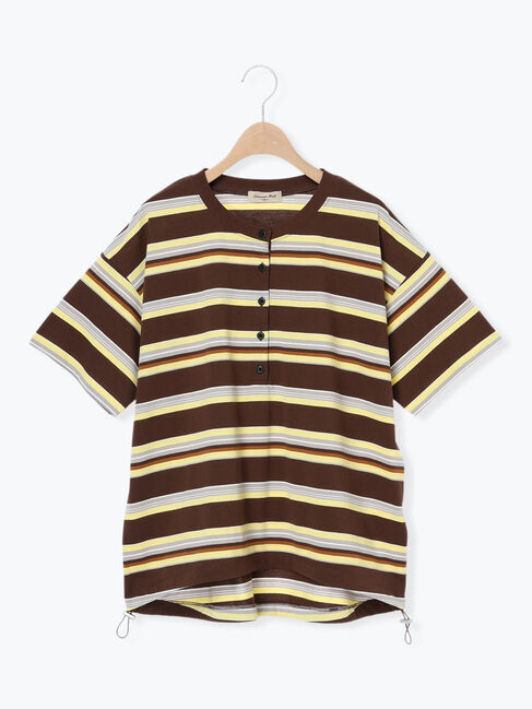 Samansa Mos2「ボーダーヘンリーネックカットソー」|Tシャツ・カットソー|
