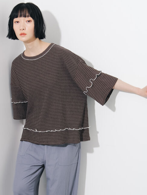 Samansa Mos2「◇配色メローボーダーTシャツ」|Tシャツ・カットソー|