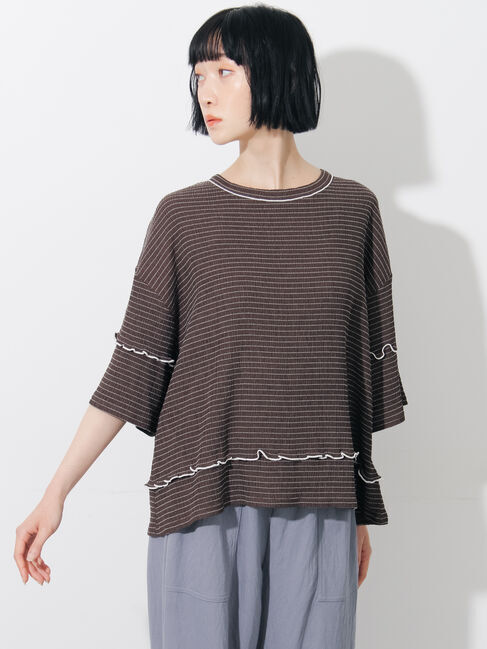 Samansa Mos2「◇配色メローボーダーTシャツ」|Tシャツ・カットソー|