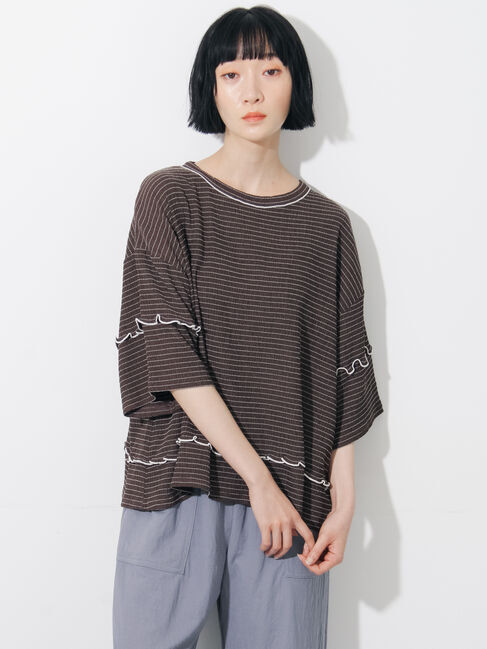 Samansa Mos2「◇配色メローボーダーTシャツ」|Tシャツ・カットソー|