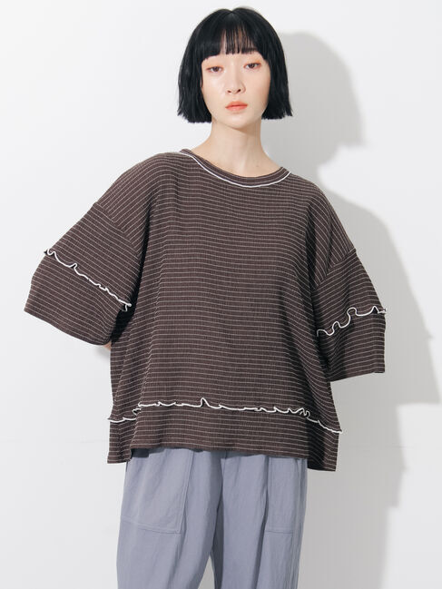 Samansa Mos2「◇配色メローボーダーTシャツ」|Tシャツ・カットソー|