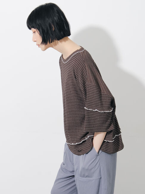 Samansa Mos2「◇配色メローボーダーTシャツ」|Tシャツ・カットソー|
