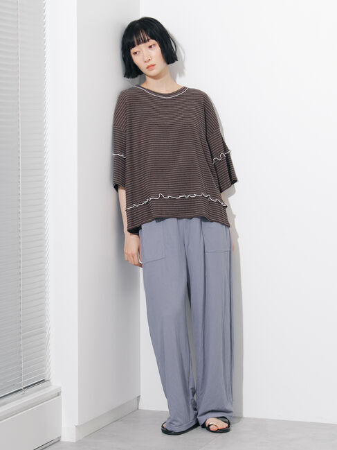 Samansa Mos2「◇配色メローボーダーTシャツ」|Tシャツ・カットソー|