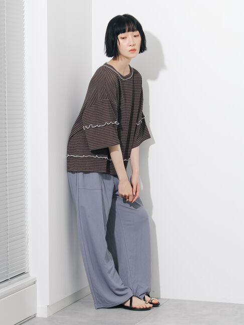 Samansa Mos2「◇配色メローボーダーTシャツ」|Tシャツ・カットソー|