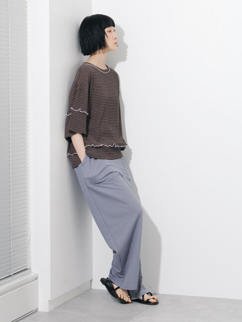Samansa Mos2「◇配色メローボーダーTシャツ」|Tシャツ・カットソー|