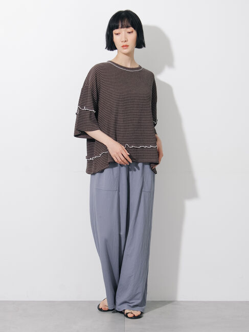 Samansa Mos2「◇配色メローボーダーTシャツ」|Tシャツ・カットソー|