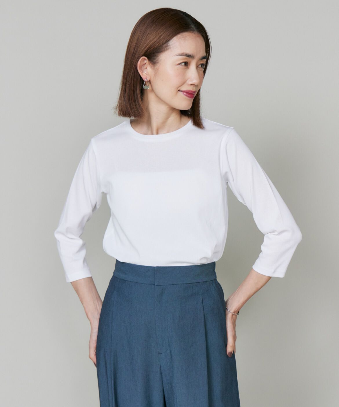7-IDconcept.「《大きいサイズ》7分袖Tシャツ《日本製》」|Tシャツ・カットソー|