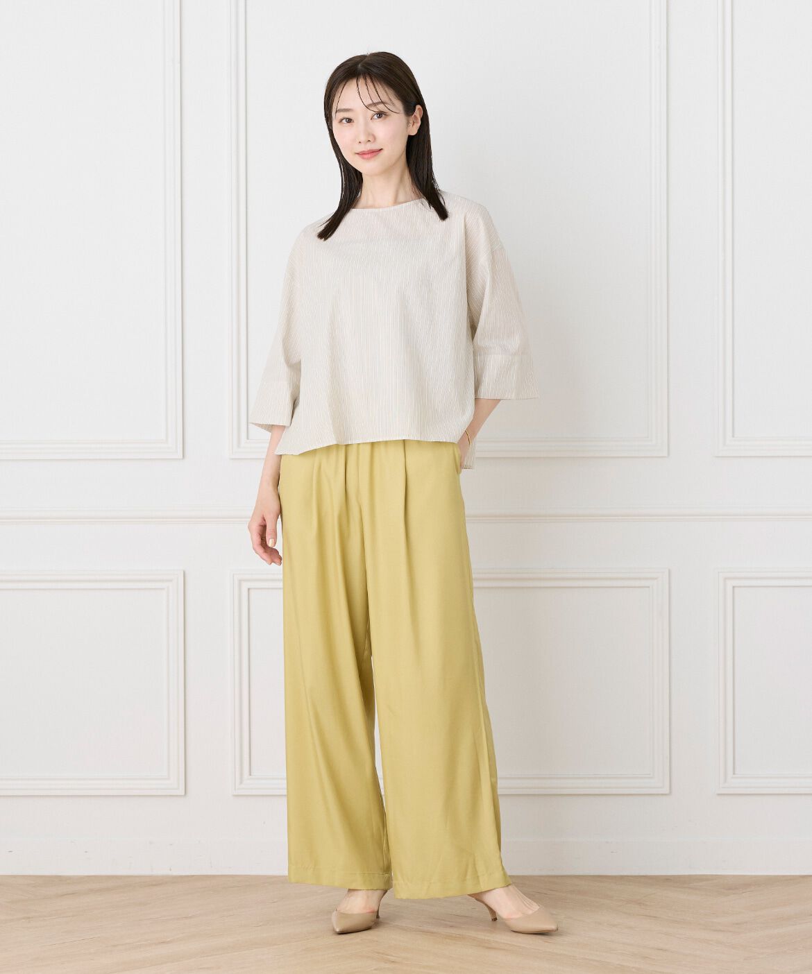 Le Souk「《大きいサイズ》フィブリルタックワイドパンツ」|その他|