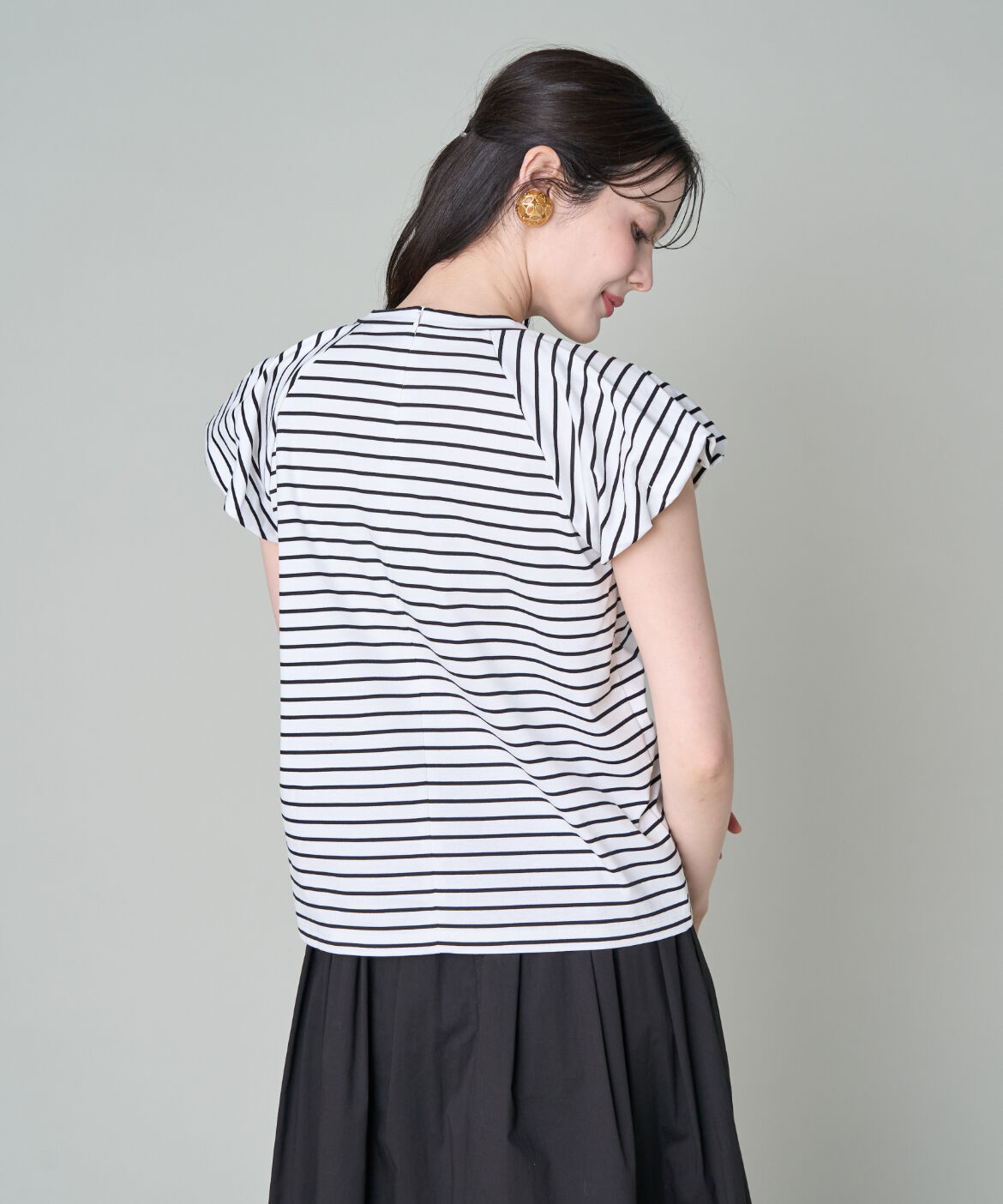 Maglie le cassetto「《大きいサイズ》 フラワーバルーンスリーブTシャツ」|Tシャツ・カットソー|