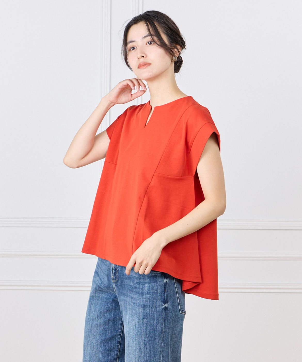 7-IDconcept.「《大きいｻｲｽﾞ》裾ﾌﾚｱｰﾌﾟﾙｵｰﾊﾞｰ《UVｶｯﾄ》《接触冷感  」|Tシャツ・カットソー|