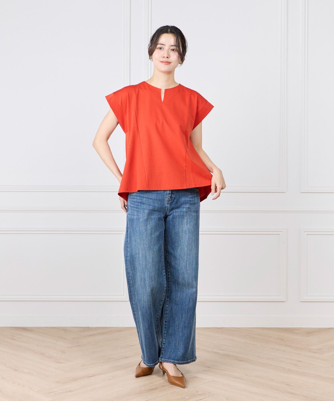 7-IDconcept.「《大きいｻｲｽﾞ》裾ﾌﾚｱｰﾌﾟﾙｵｰﾊﾞｰ《UVｶｯﾄ》《接触冷感  」|Tシャツ・カットソー|