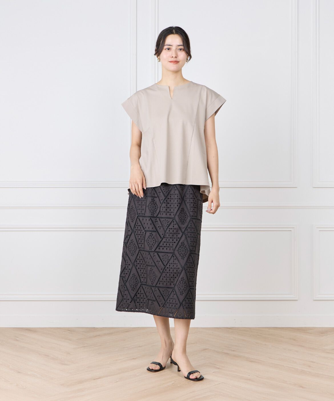 7-IDconcept.「《大きいｻｲｽﾞ》裾ﾌﾚｱｰﾌﾟﾙｵｰﾊﾞｰ《UVｶｯﾄ》《接触冷感  」|Tシャツ・カットソー|