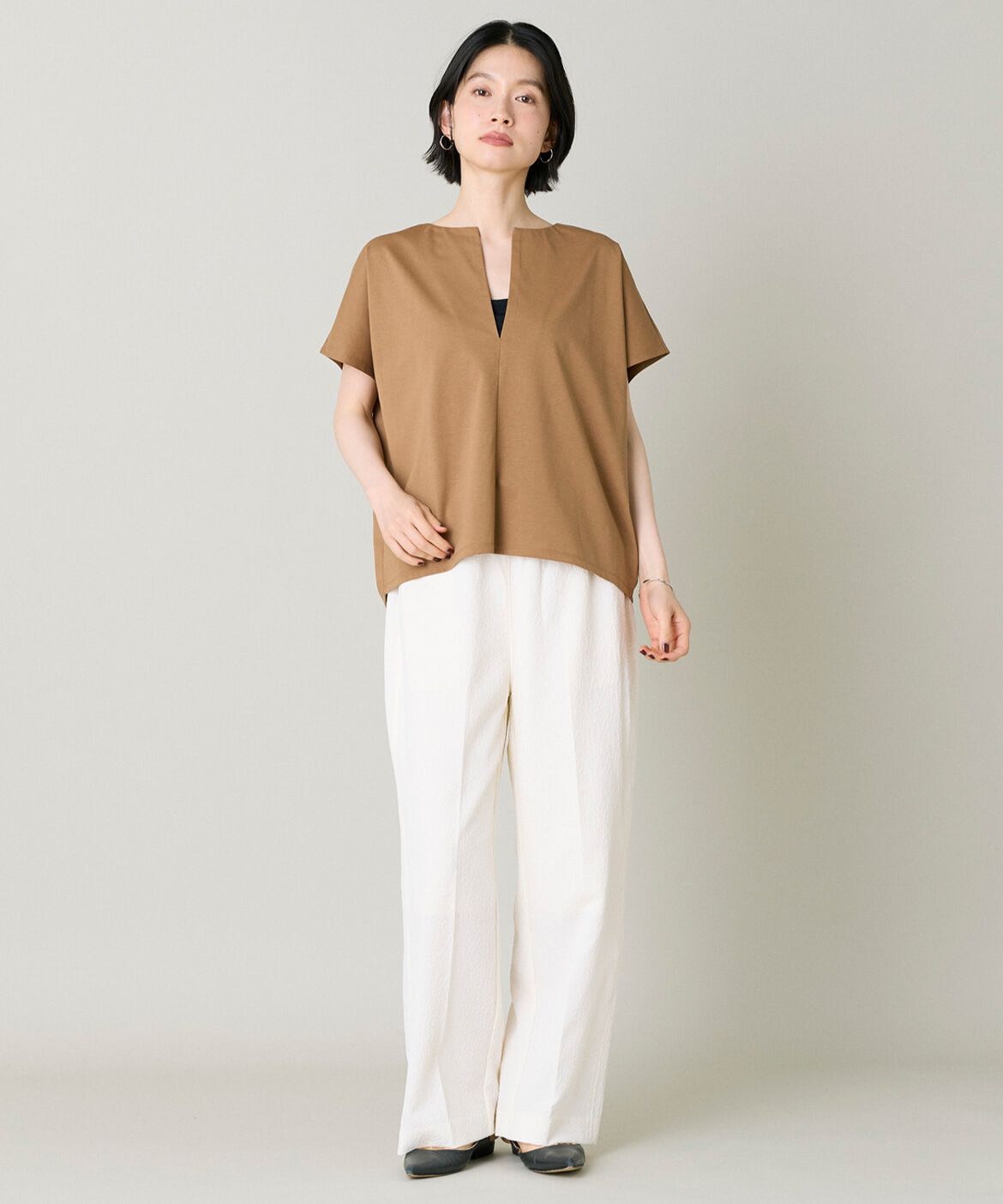 DAY by DAY it&rsquo;s international「ｷｰﾈｯｸｶｯﾄﾌﾟﾙｵｰﾊﾞｰ|すっきり魅せるｷｰﾈｯｸ､軽やか天」|Tシャツ・カットソー|