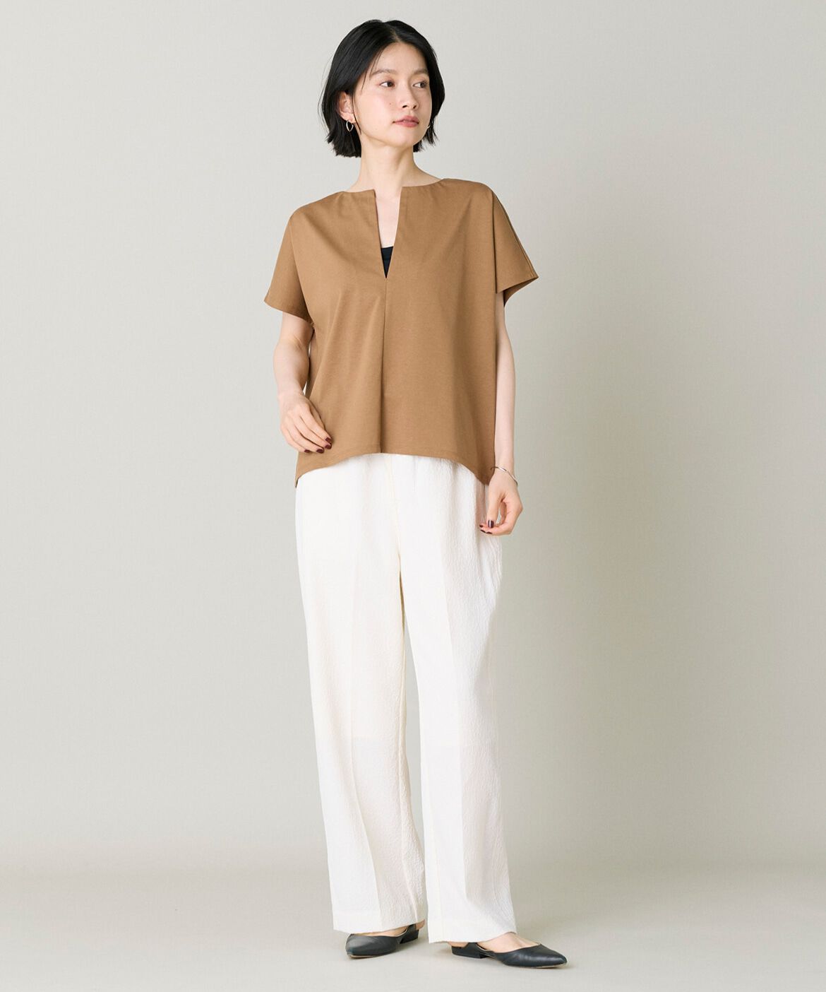 DAY by DAY it&rsquo;s international「ｷｰﾈｯｸｶｯﾄﾌﾟﾙｵｰﾊﾞｰ|すっきり魅せるｷｰﾈｯｸ､軽やか天」|Tシャツ・カットソー|