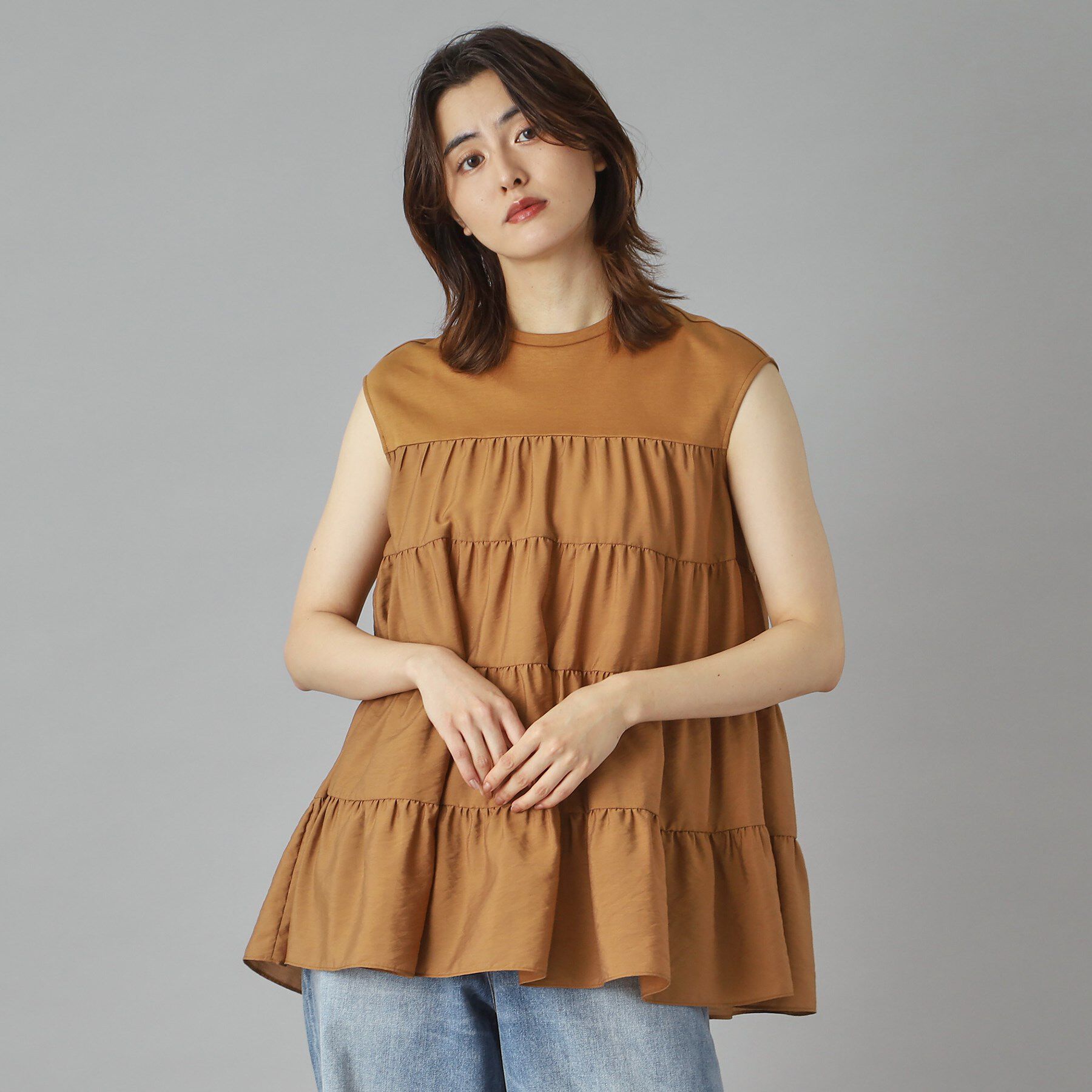 DRESSTERIOR「◆【接触冷感/イージーケア】ティアードコンビカットソー」|Tシャツ・カットソー|