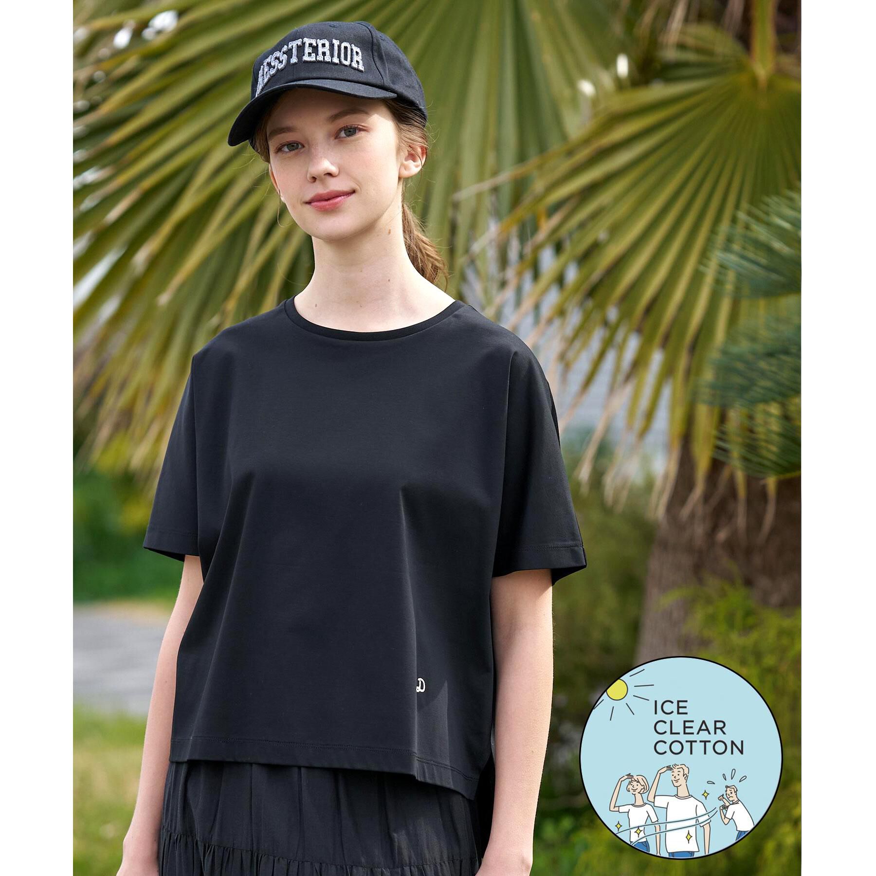DRESSTERIOR「【接触冷感／抗菌防臭／消臭】アイスクリアコットンドルマンTシャツ」|Tシャツ・カットソー|ブラック(019)