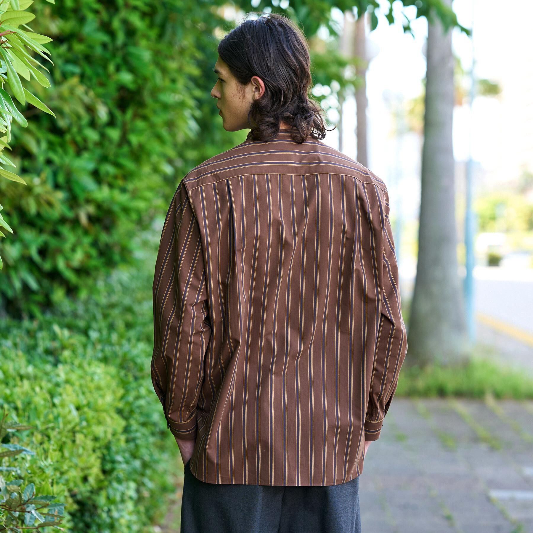 DRESSTERIOR「バンドカラー ストライプシャツ」|シャツ・ブラウス|