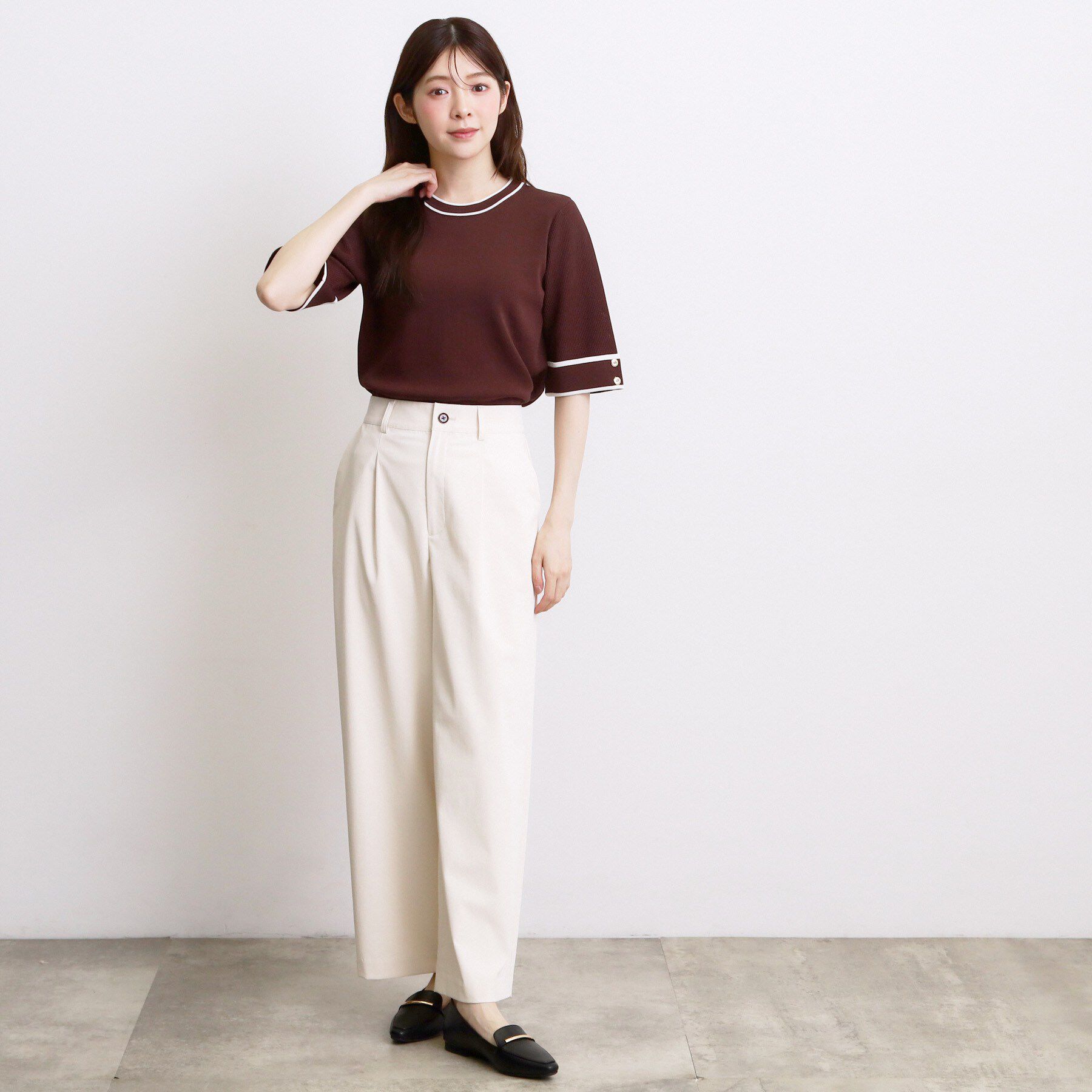 grove「新色追加！【シリーズ累計36万枚/名品ニット】やわらかドライタッチ 袖メッシュ編みニット」|ニット・セーター|