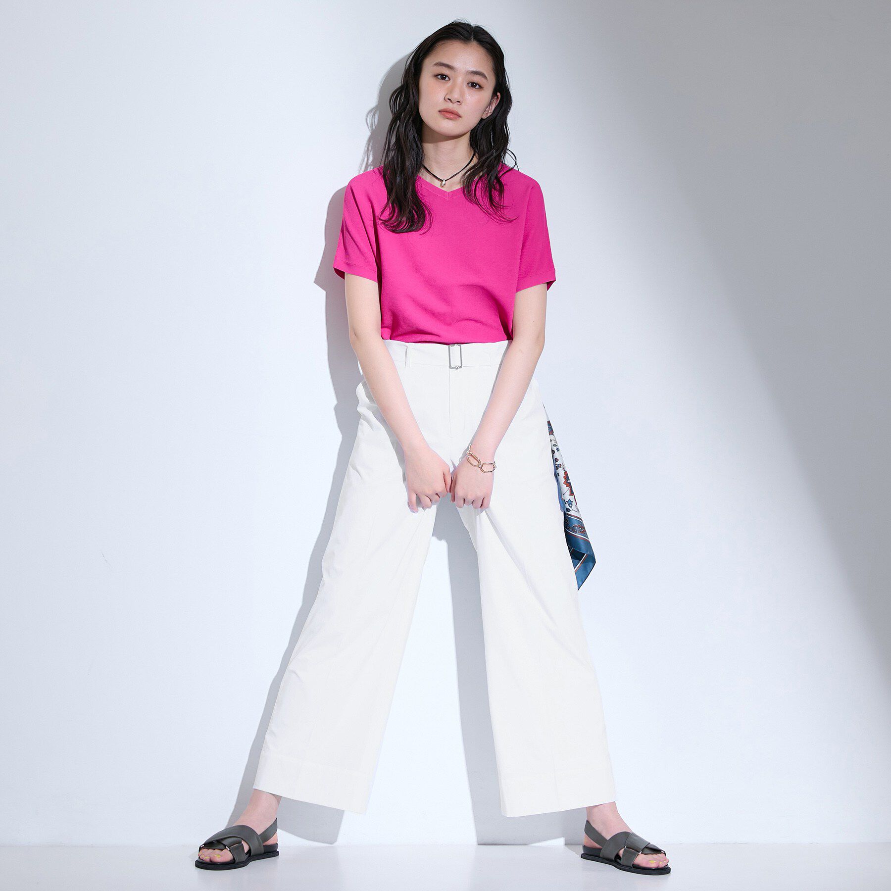 INDIVI「【撥水／UVケア／SETUP可能】軽量ベルト付ワイドストレートパンツ」|その他|