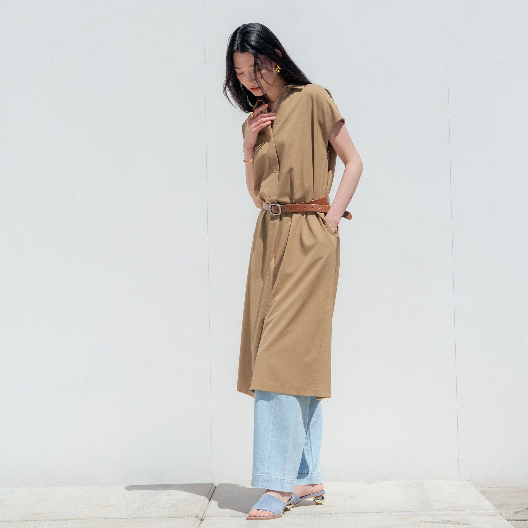 GALLEST「Comfy SET UP｜スキッパーワンピース【通勤／接触冷感／UVカット】」|ワンピース|
