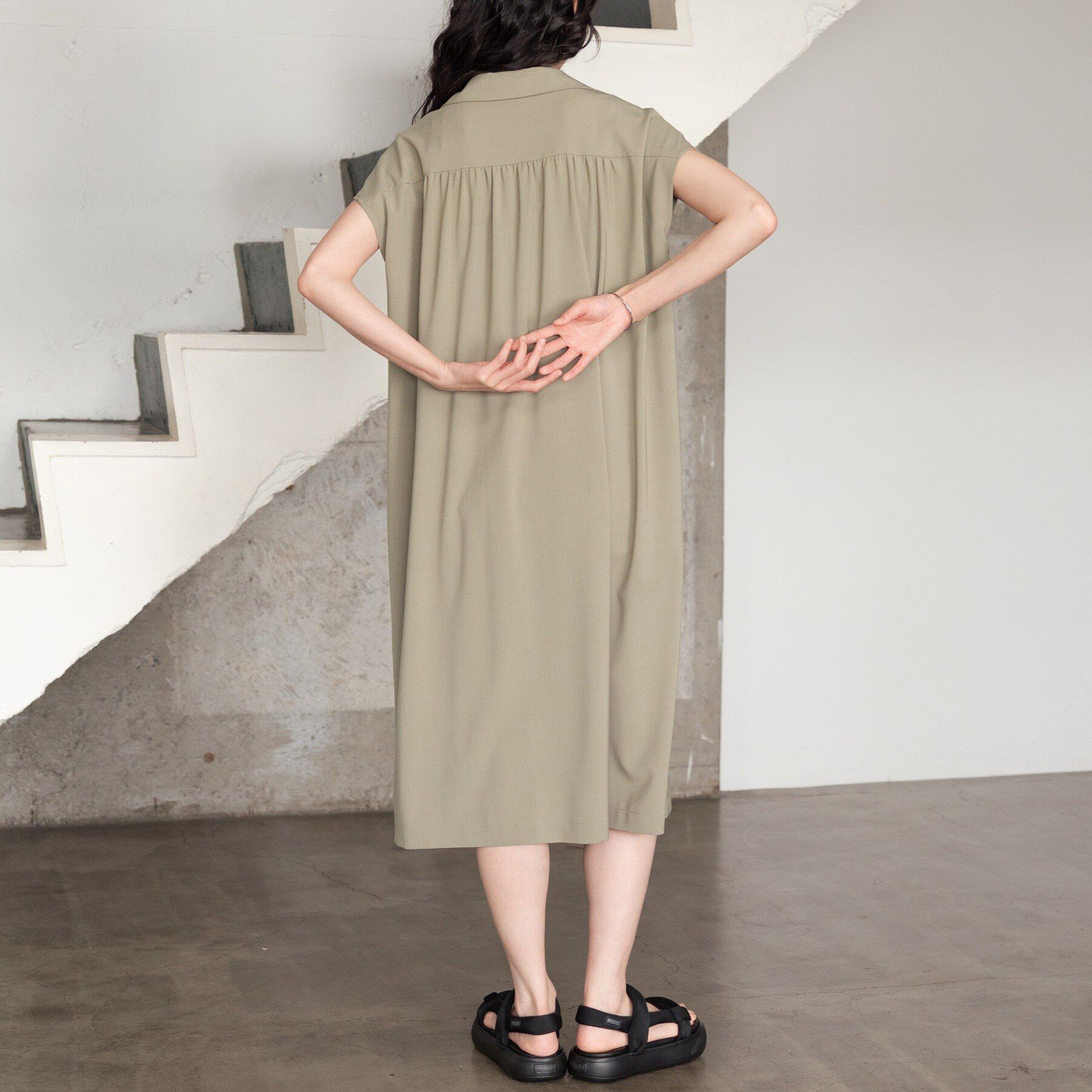 GALLEST「Comfy SET UP｜スキッパーワンピース【通勤／接触冷感／UVカット】」|ワンピース|