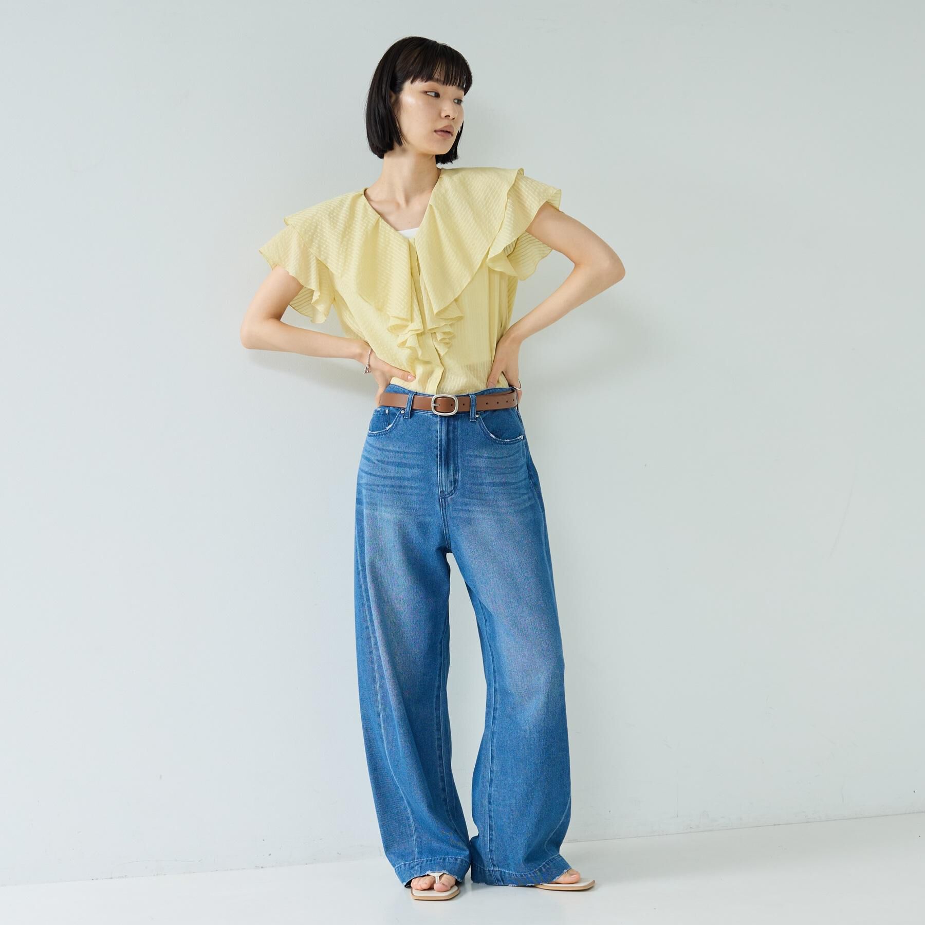 GALLEST「フリルネックシアーブラウス」|シャツ・ブラウス|