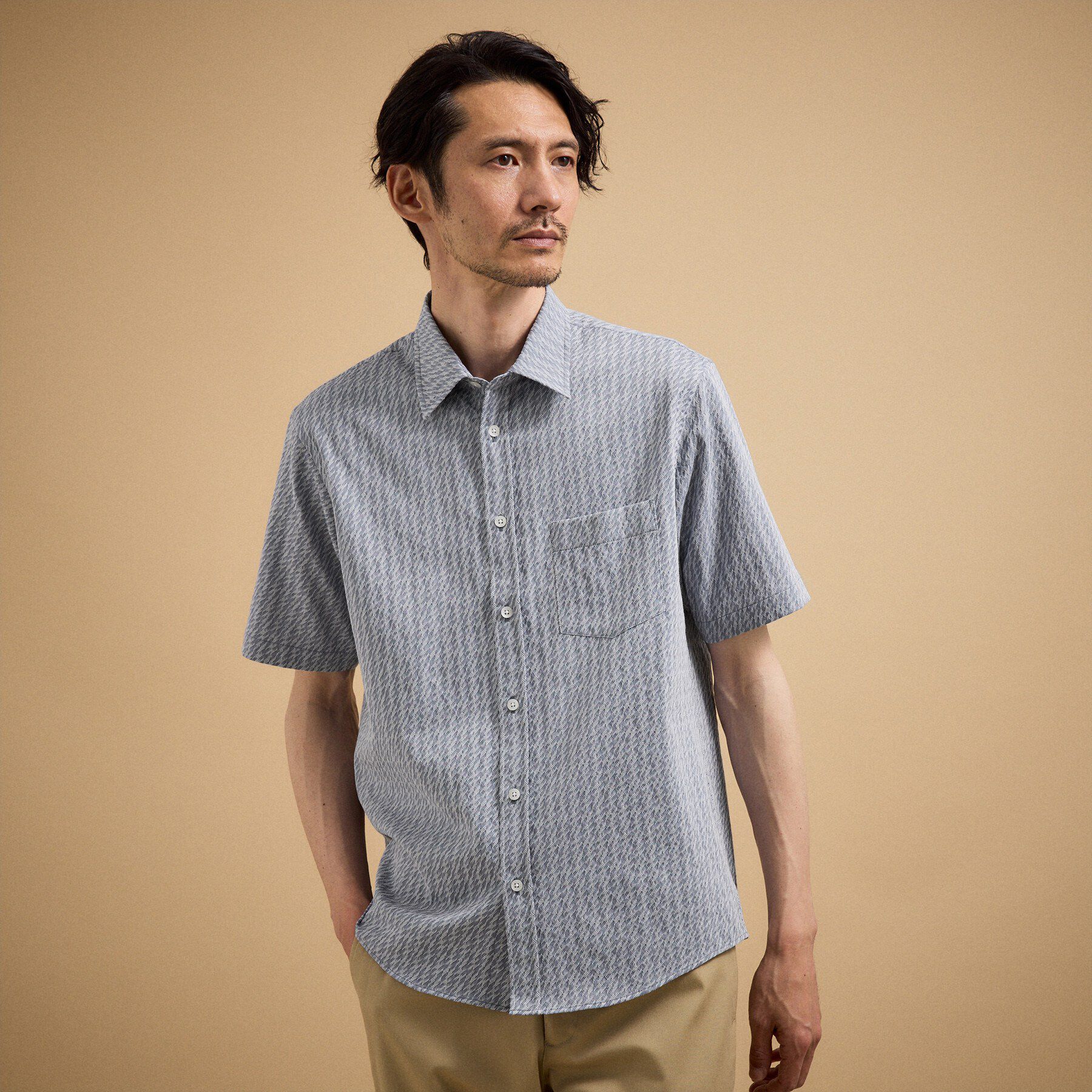 TAKEO KIKUCHI「播州織り 千鳥 半袖シャツ」|シャツ・ブラウス|